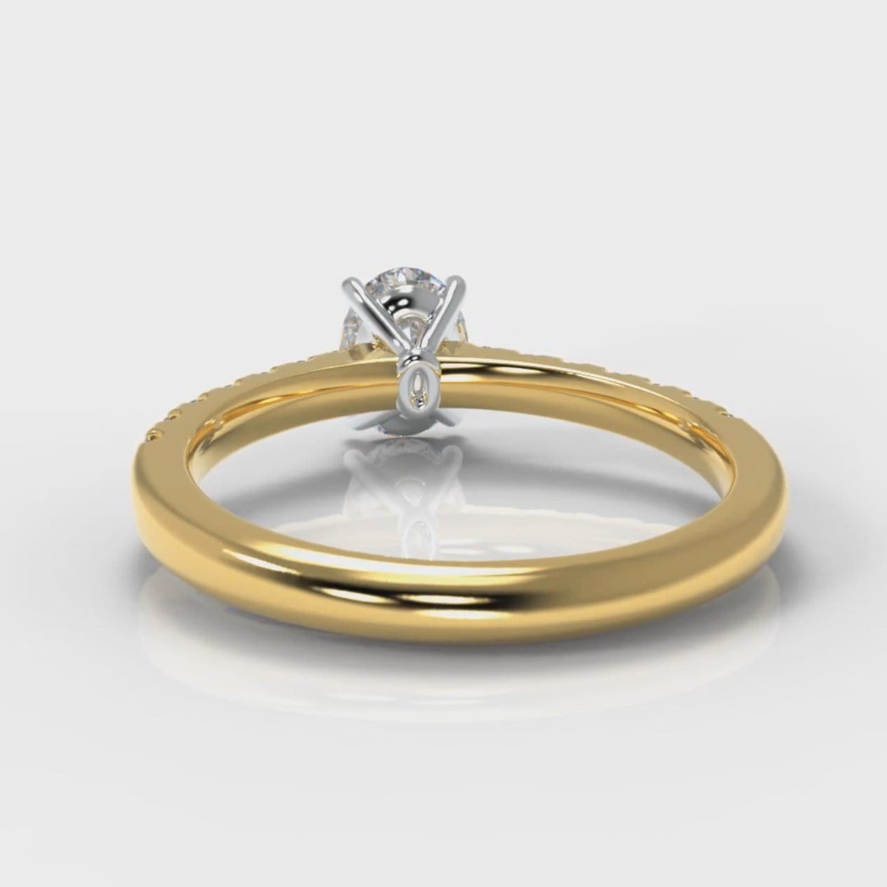 Carrée Micropavé Oval Diamond Engagement Ring - Yellow Gold