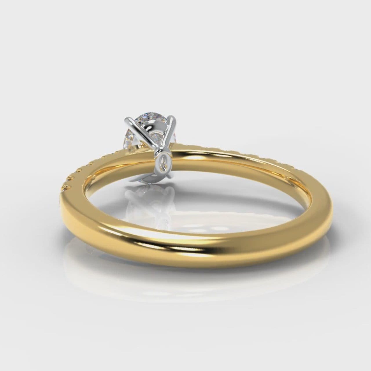 Carrée Micropavé Oval Diamond Engagement Ring - Yellow Gold