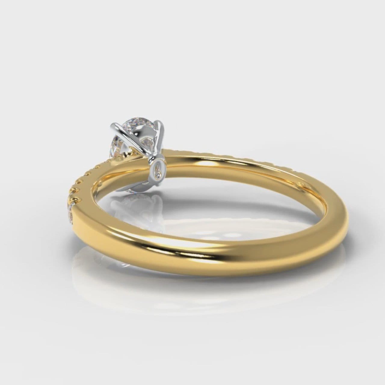 Carrée Micropavé Oval Diamond Engagement Ring - Yellow Gold