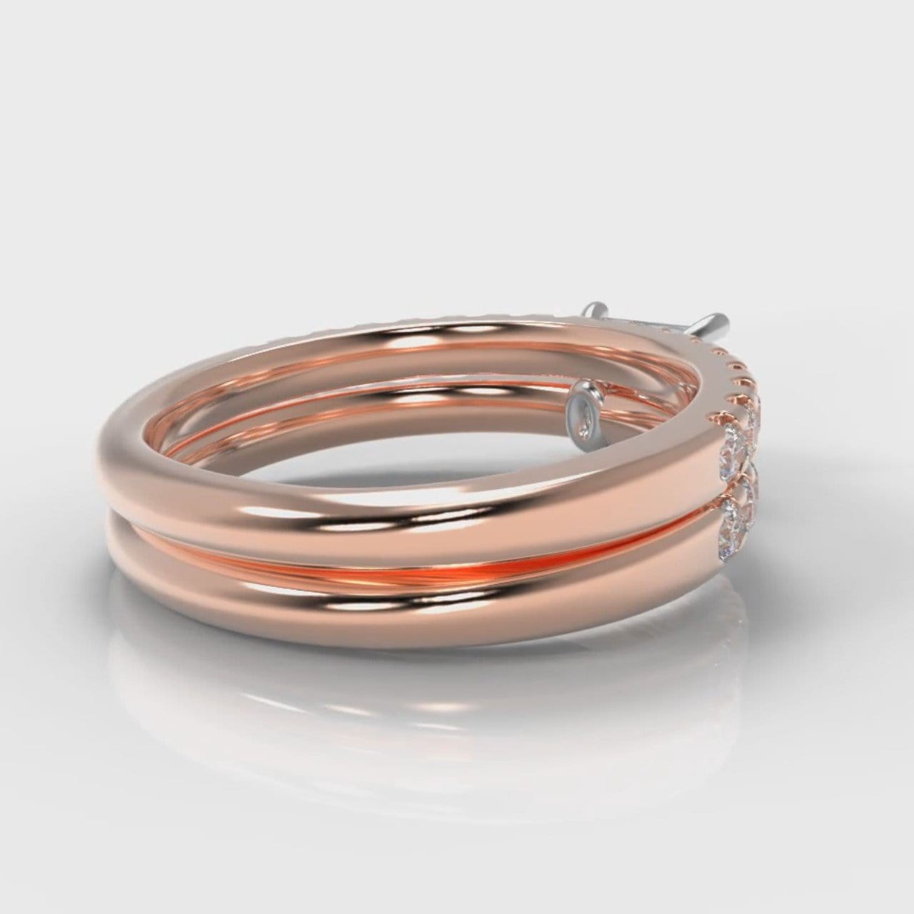 Carrée Micropavé Princess Cut Diamond Bridal Set - Rose Gold