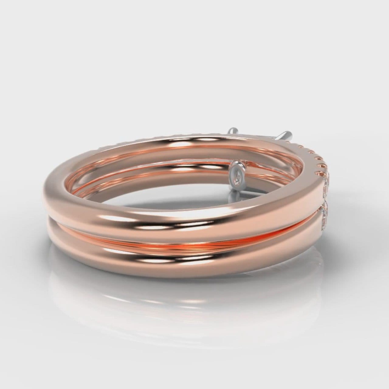 Carrée Micropavé Princess Cut Diamond Bridal Set - Rose Gold