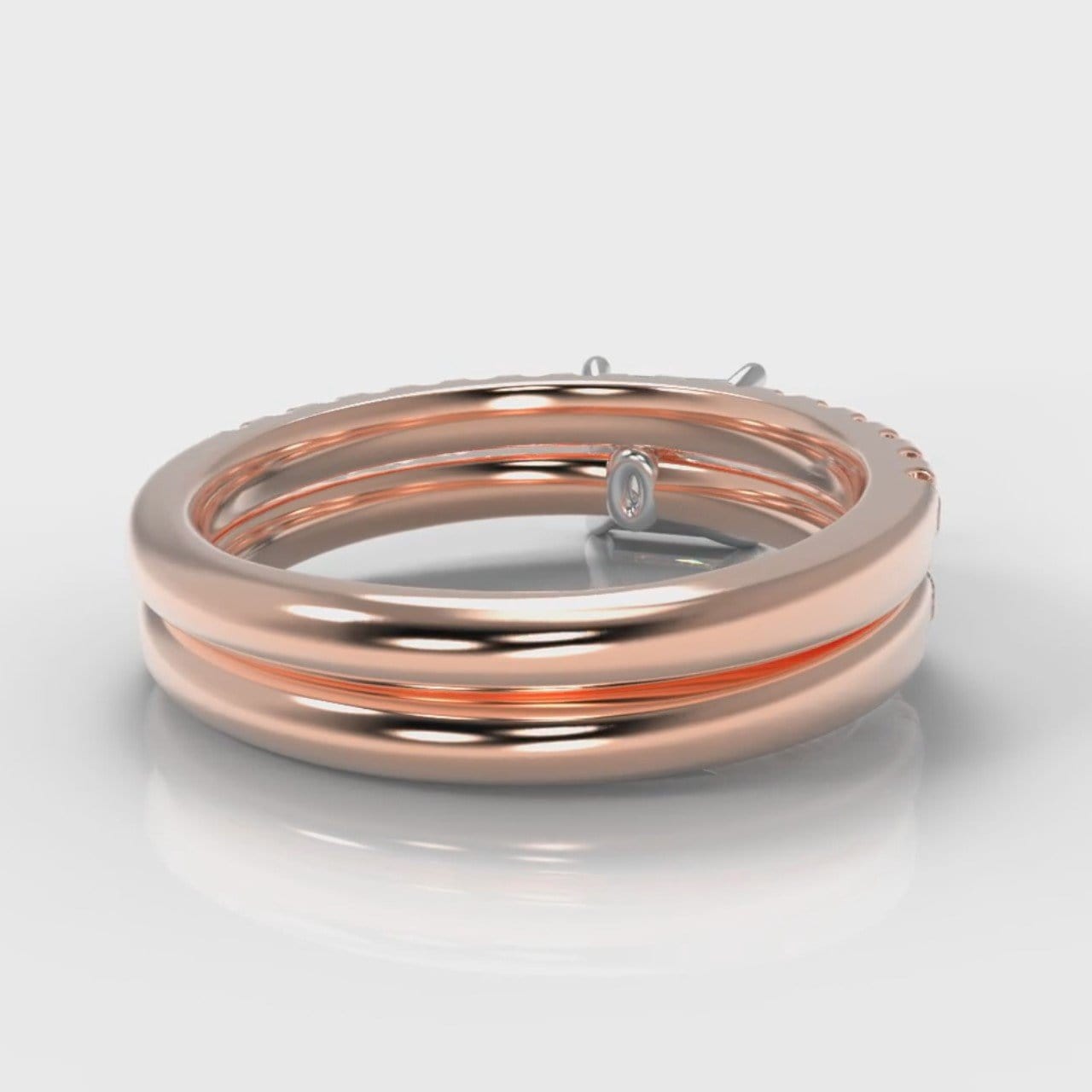 Carrée Micropavé Princess Cut Diamond Bridal Set - Rose Gold