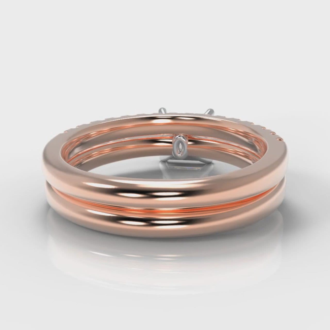 Carrée Micropavé Princess Cut Diamond Bridal Set - Rose Gold