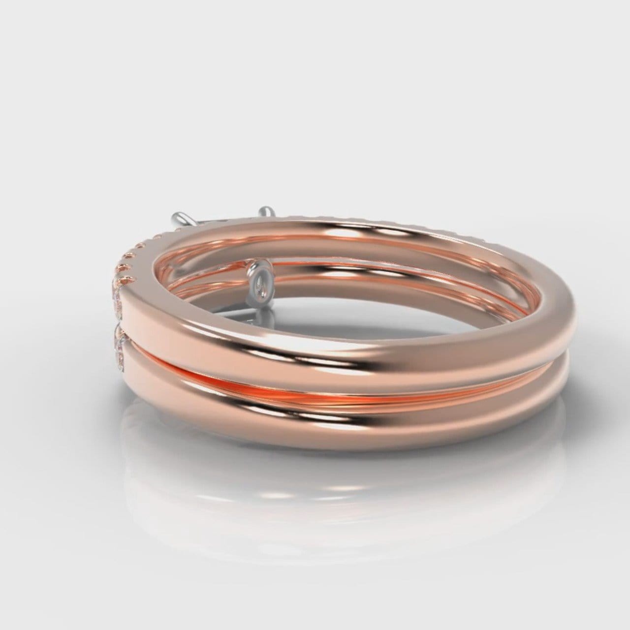 Carrée Micropavé Princess Cut Diamond Bridal Set - Rose Gold