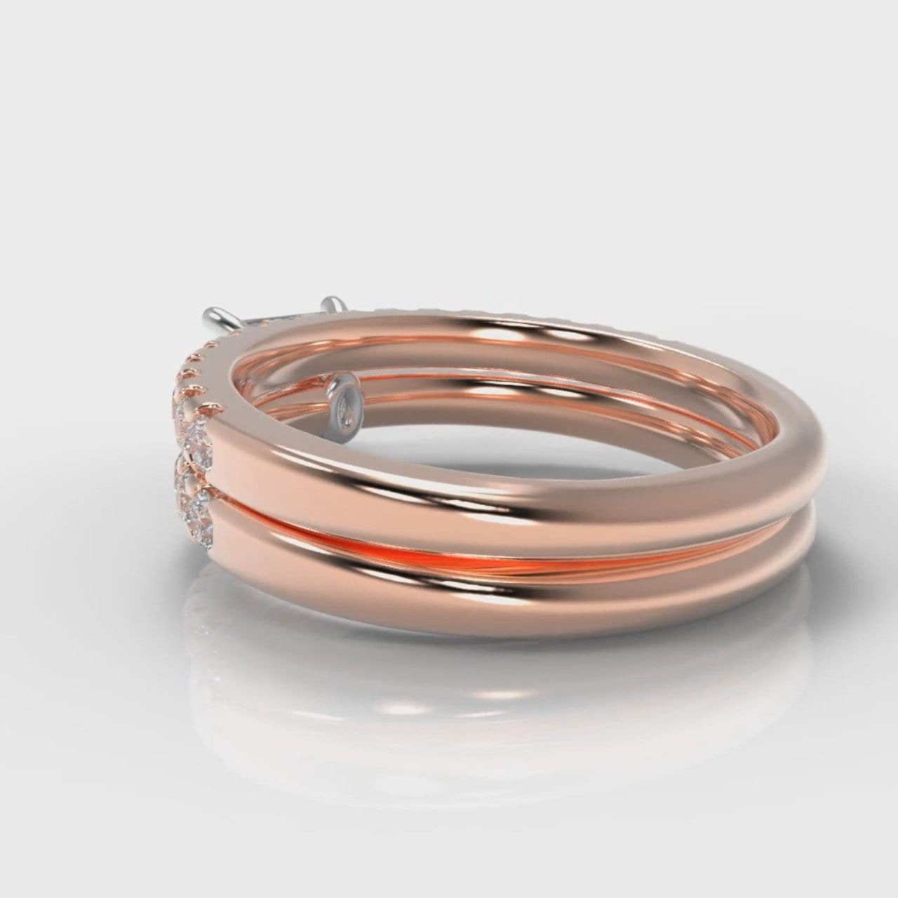 Carrée Micropavé Princess Cut Diamond Bridal Set - Rose Gold