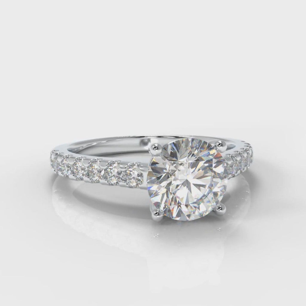 Carrée Micropavé Round Brilliant Diamond Engagement Ring