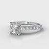 Carrée Micropavé Round Brilliant Diamond Engagement Ring