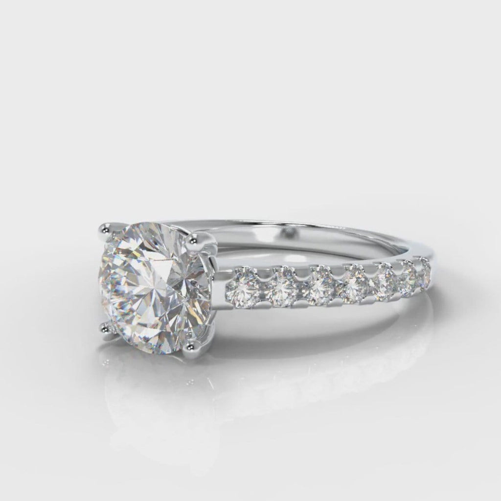 Carrée Micropavé Round Brilliant Diamond Engagement Ring