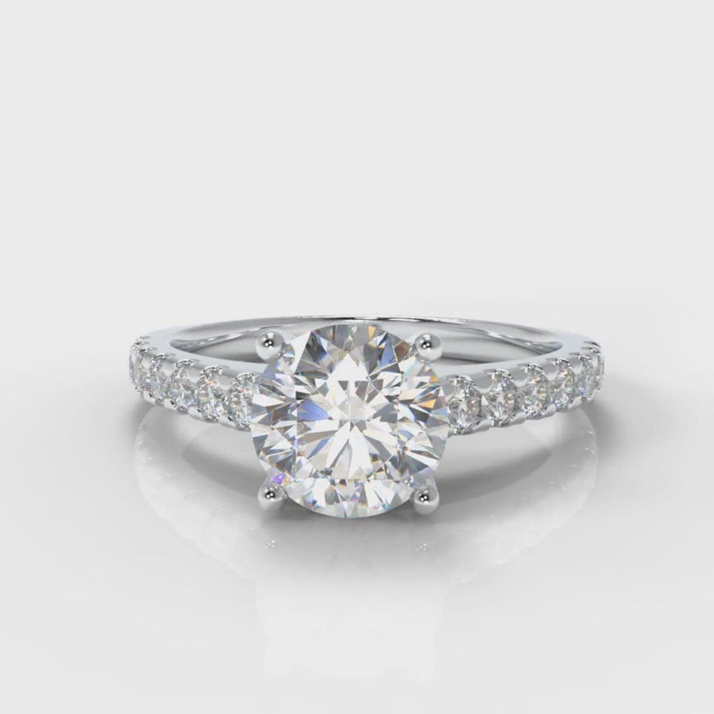 Carrée Micropavé Round Brilliant Diamond Engagement Ring