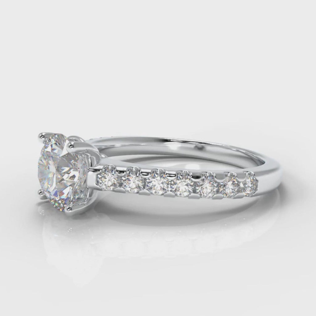 Carrée Micropavé Round Brilliant Diamond Engagement Ring