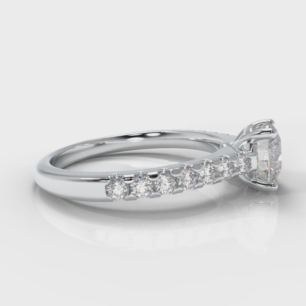 Carrée Micropavé Round Brilliant Diamond Engagement Ring