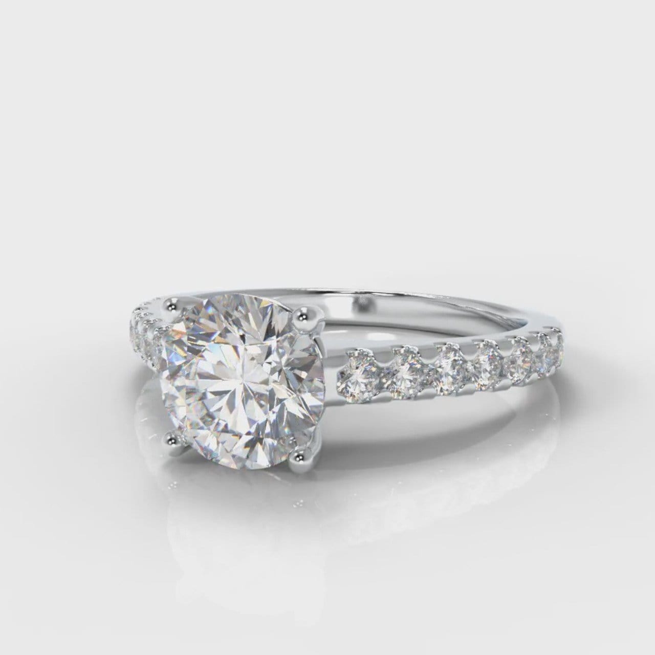Carrée Micropavé Round Brilliant Diamond Engagement Ring