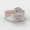 Micropavé Oval Diamond Halo Bridal Set - Rose Gold