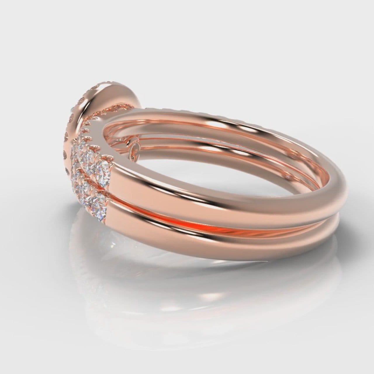 Micropavé Oval Diamond Halo Bridal Set - Rose Gold
