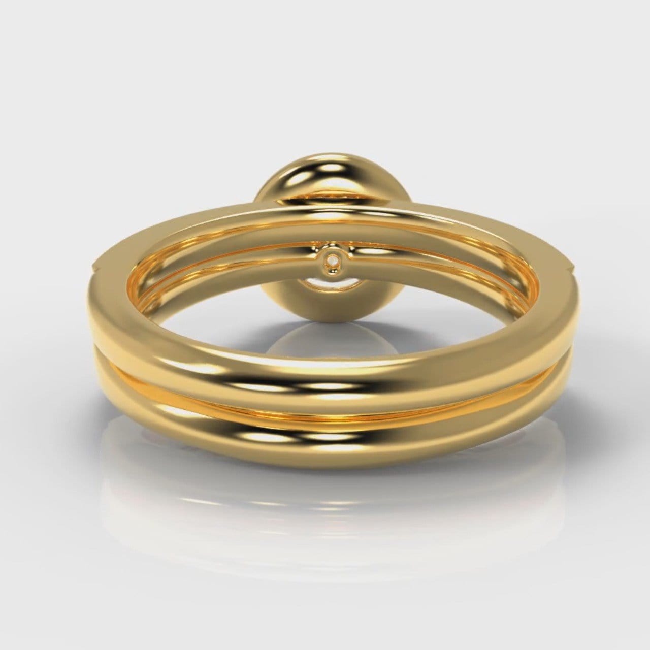 Pavé Round Brilliant Diamond Halo Bridal Set - Yellow Gold