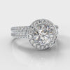 Pavé Round Brilliant Diamond Halo Bridal Set