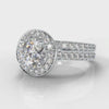 Pavé Round Brilliant Diamond Halo Bridal Set