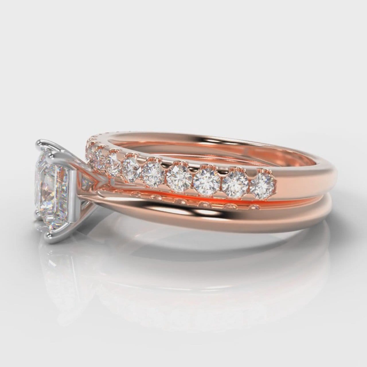 Carrée Solitaire Princess Cut Diamond Bridal Set - Rose Gold