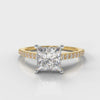 Petite Micropavé Princess Cut Diamond Engagement Ring - Yellow Gold