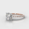 Petite Micropavé Round Brilliant Cut Diamond Engagement Ring - Rose Gold