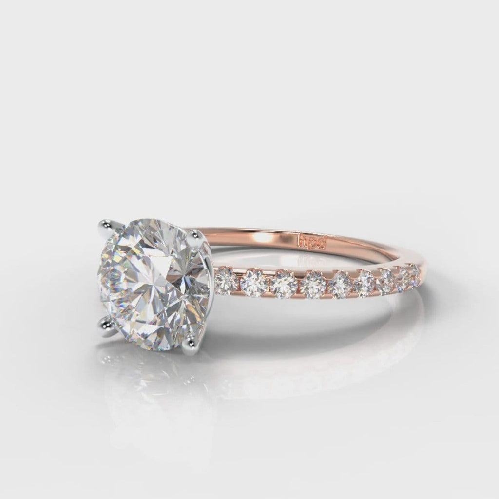 Petite Micropavé Round Brilliant Cut Diamond Engagement Ring - Rose Gold