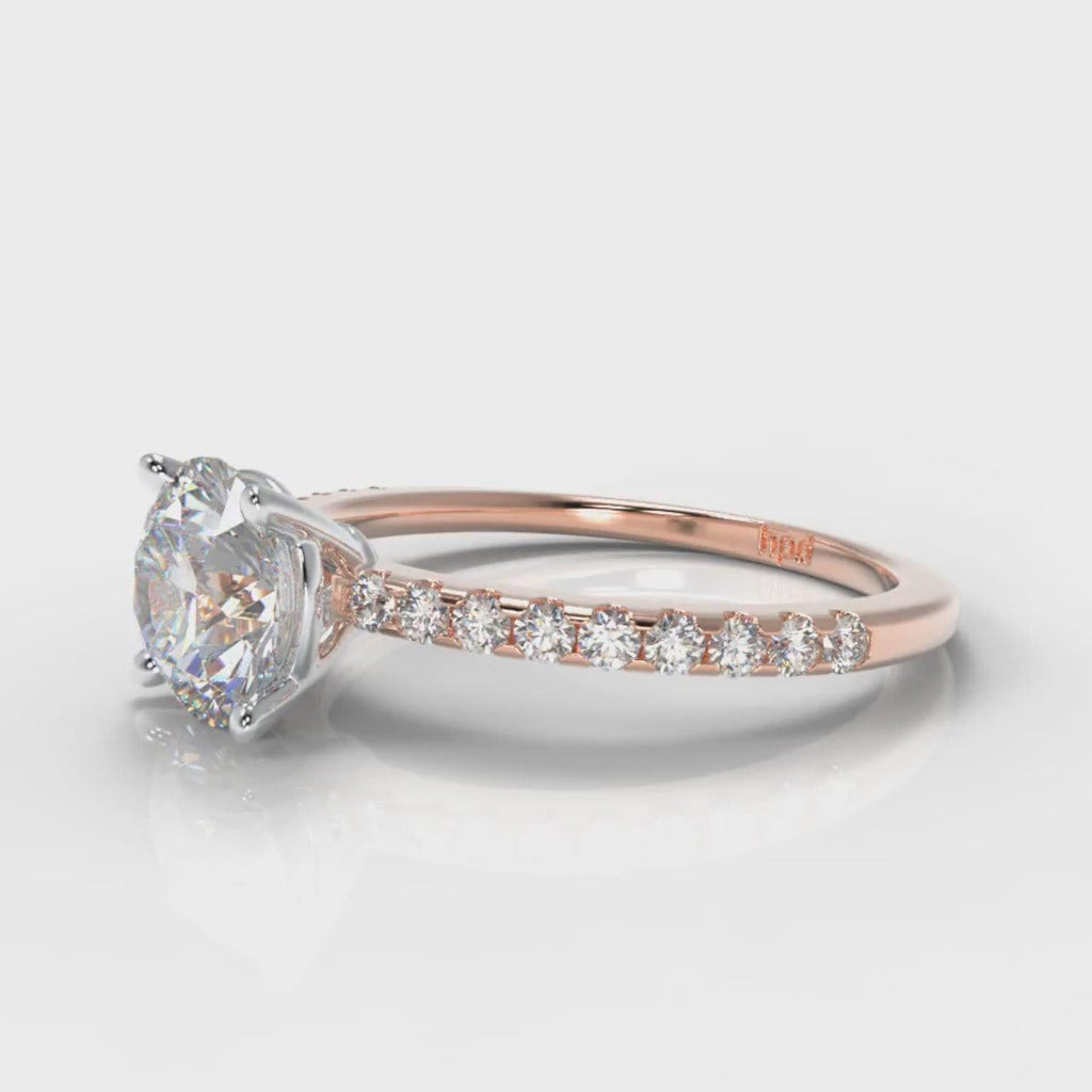 Petite Micropavé Round Brilliant Cut Diamond Engagement Ring - Rose Gold