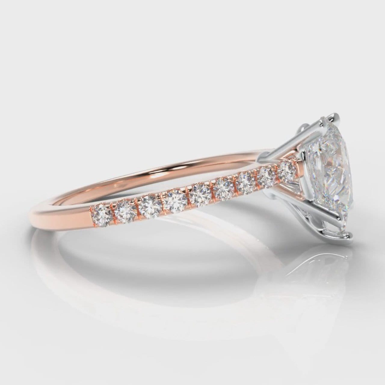 Petite Micropavé Pear Diamond Engagement Ring - Rose Gold