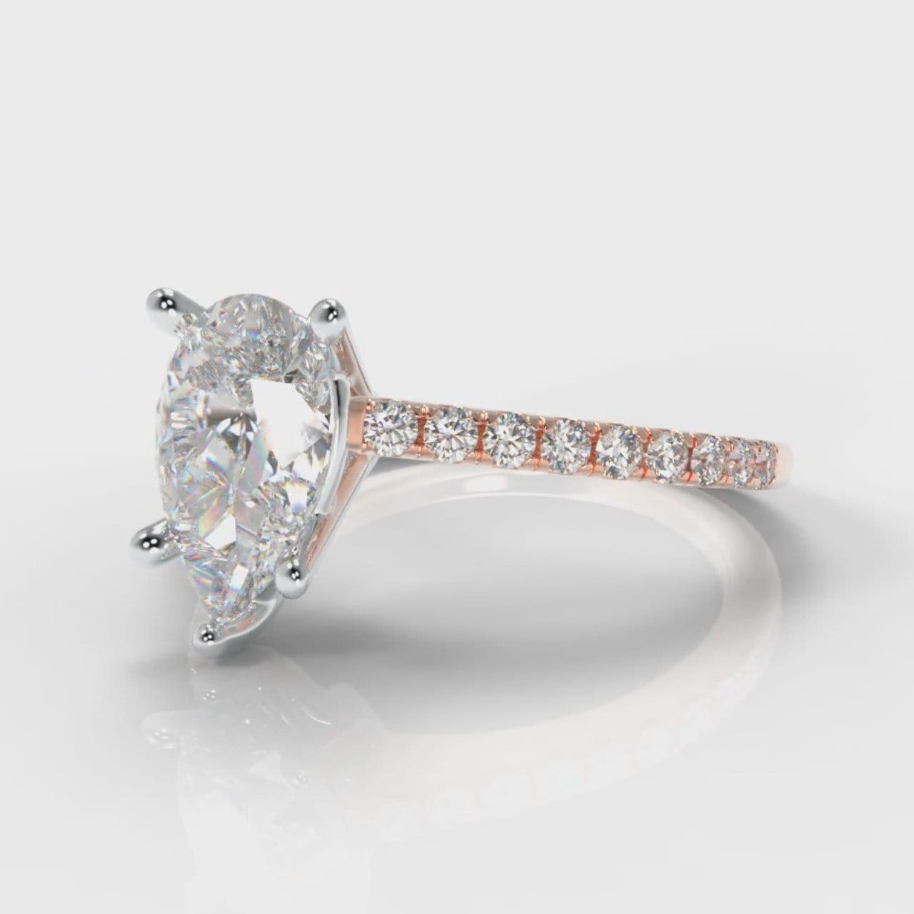 Petite Micropavé Pear Diamond Engagement Ring - Rose Gold