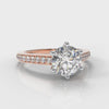 Star Pavé Round Brilliant Diamond Engagement Ring - Rose Gold