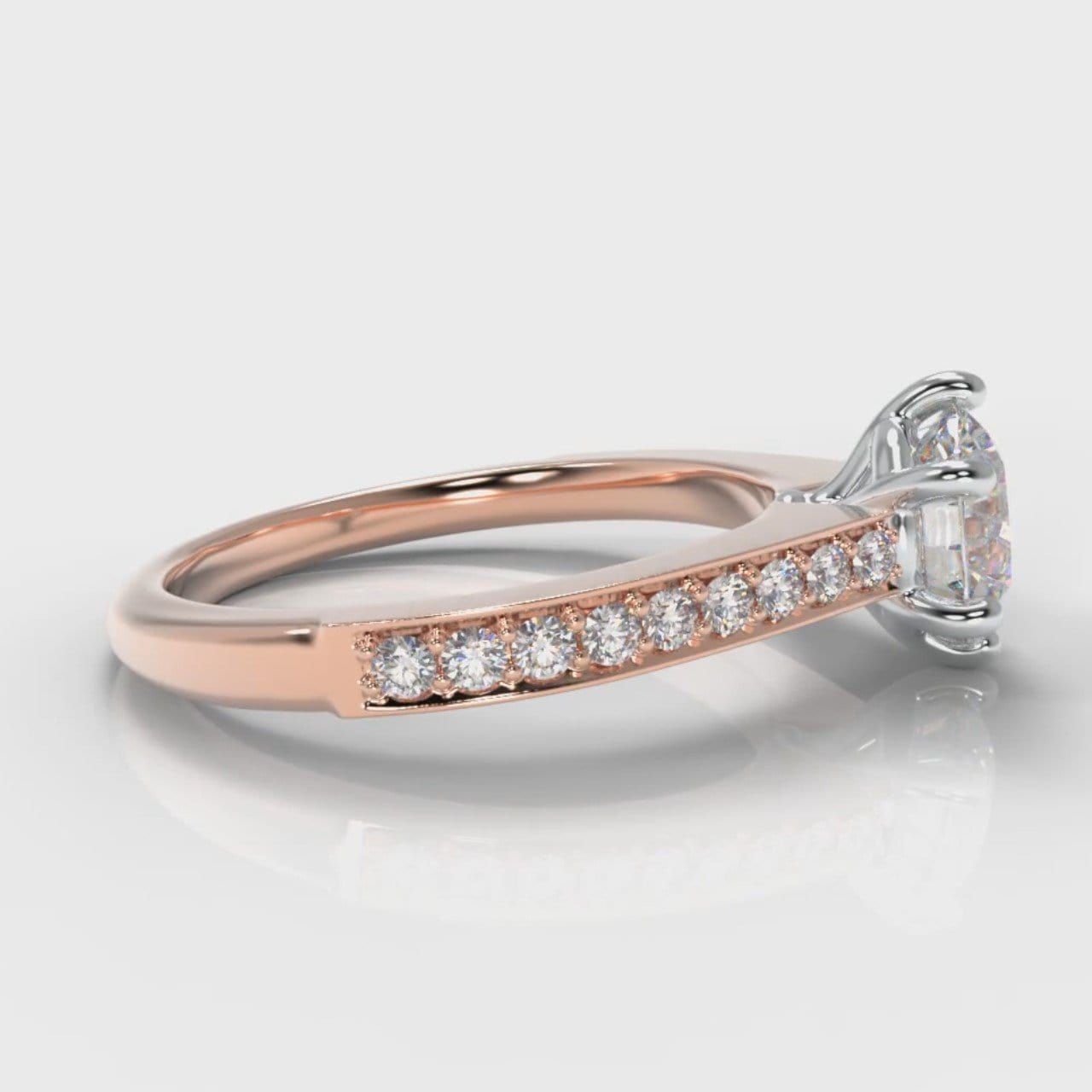 Star Pavé Round Brilliant Diamond Engagement Ring - Rose Gold