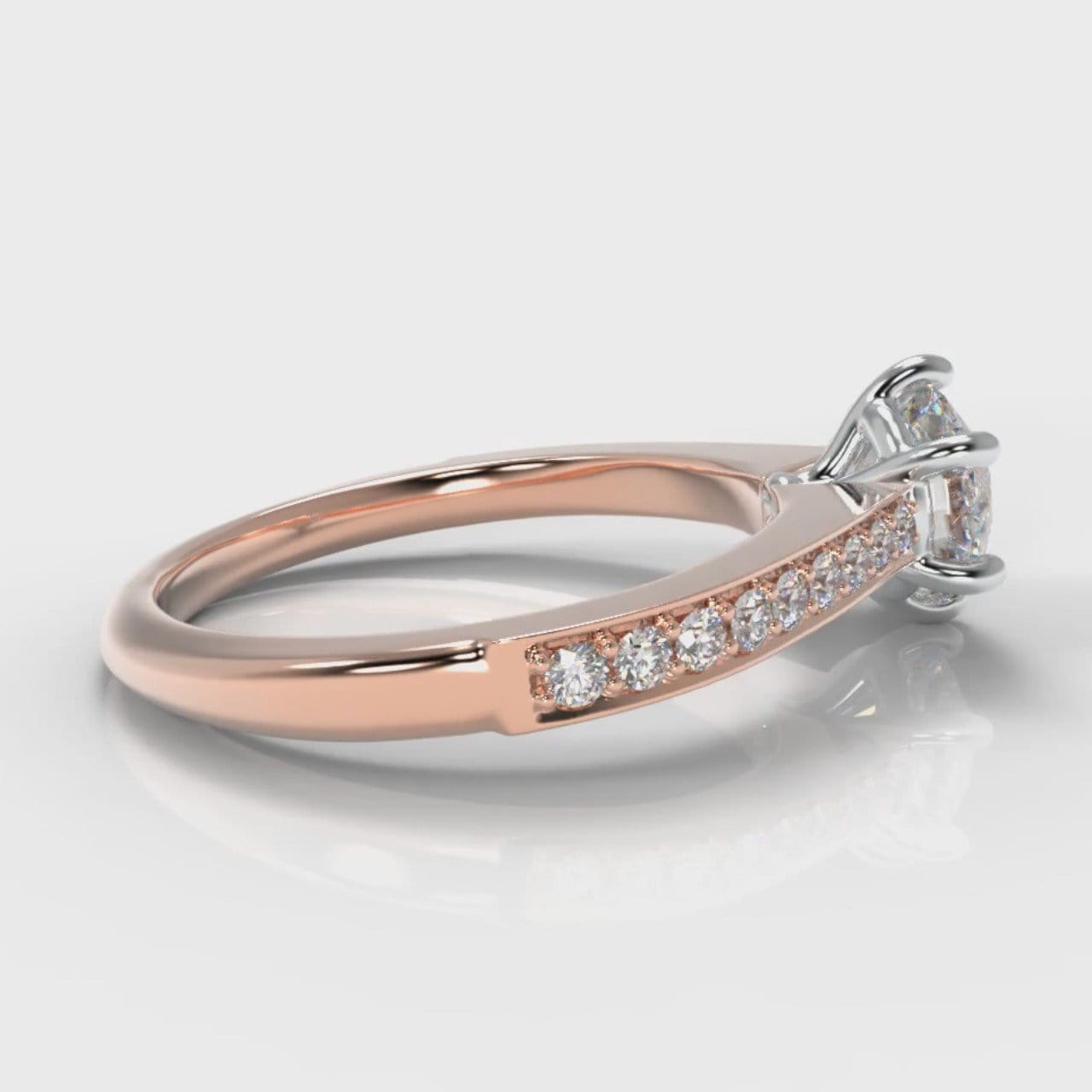 Star Pavé Round Brilliant Diamond Engagement Ring - Rose Gold