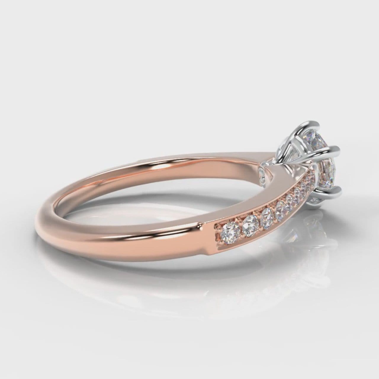 Star Pavé Round Brilliant Diamond Engagement Ring - Rose Gold