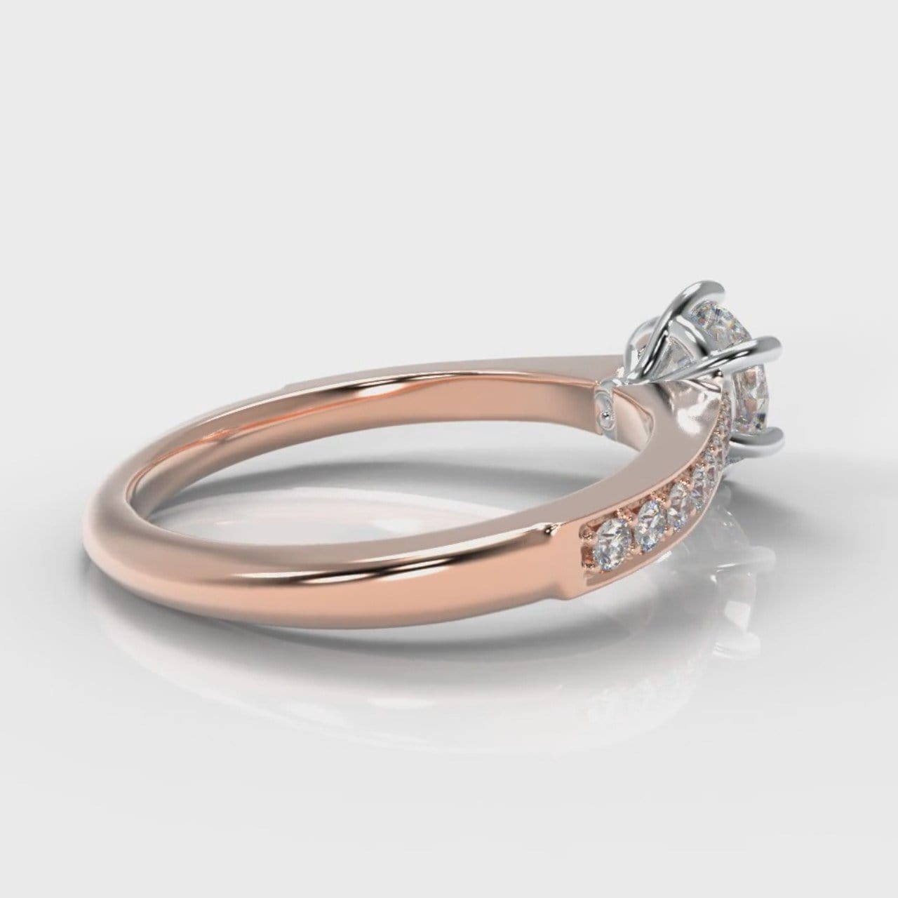 Star Pavé Round Brilliant Diamond Engagement Ring - Rose Gold