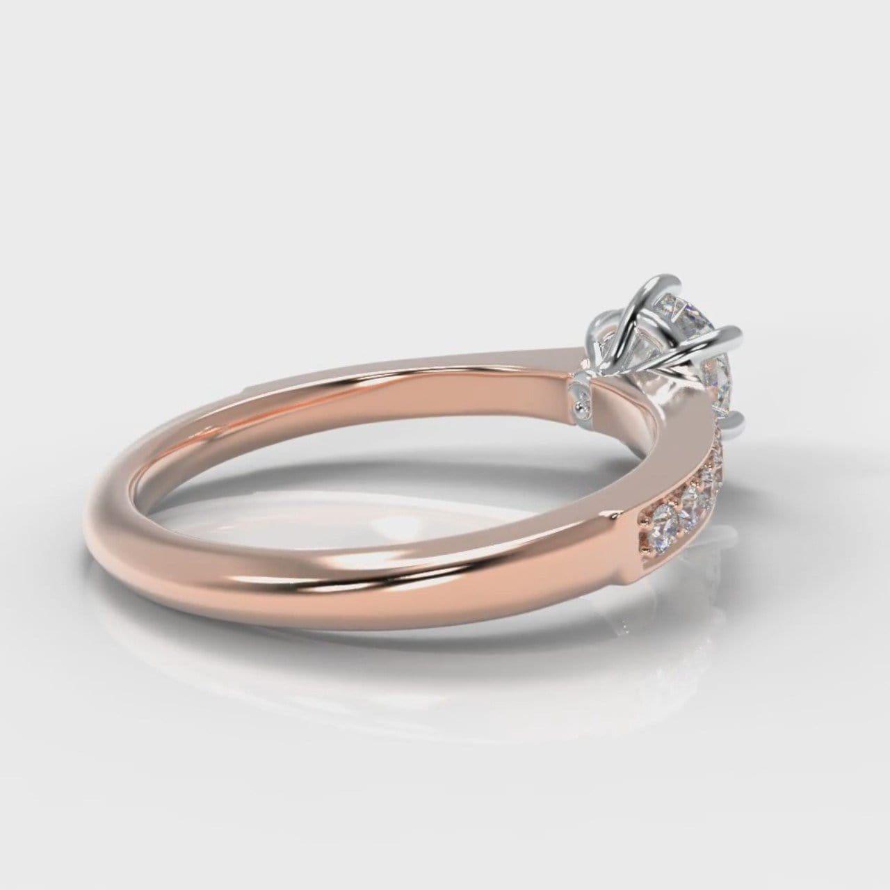 Star Pavé Round Brilliant Diamond Engagement Ring - Rose Gold