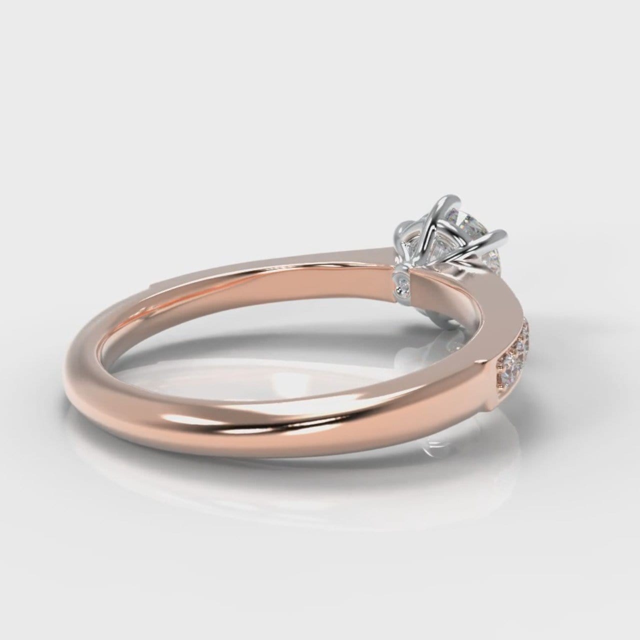 Star Pavé Round Brilliant Diamond Engagement Ring - Rose Gold