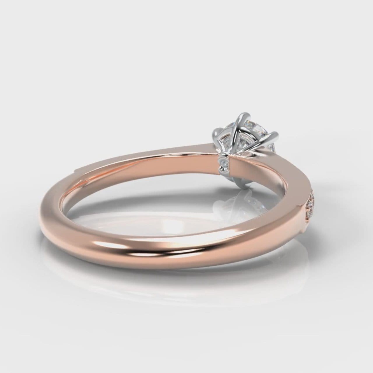 Star Pavé Round Brilliant Diamond Engagement Ring - Rose Gold
