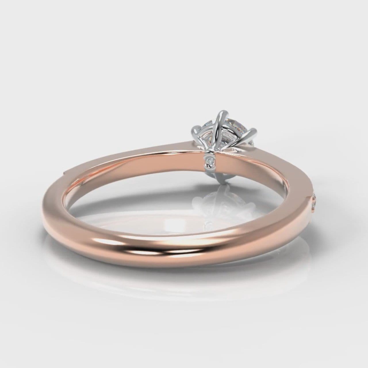 Star Pavé Round Brilliant Diamond Engagement Ring - Rose Gold