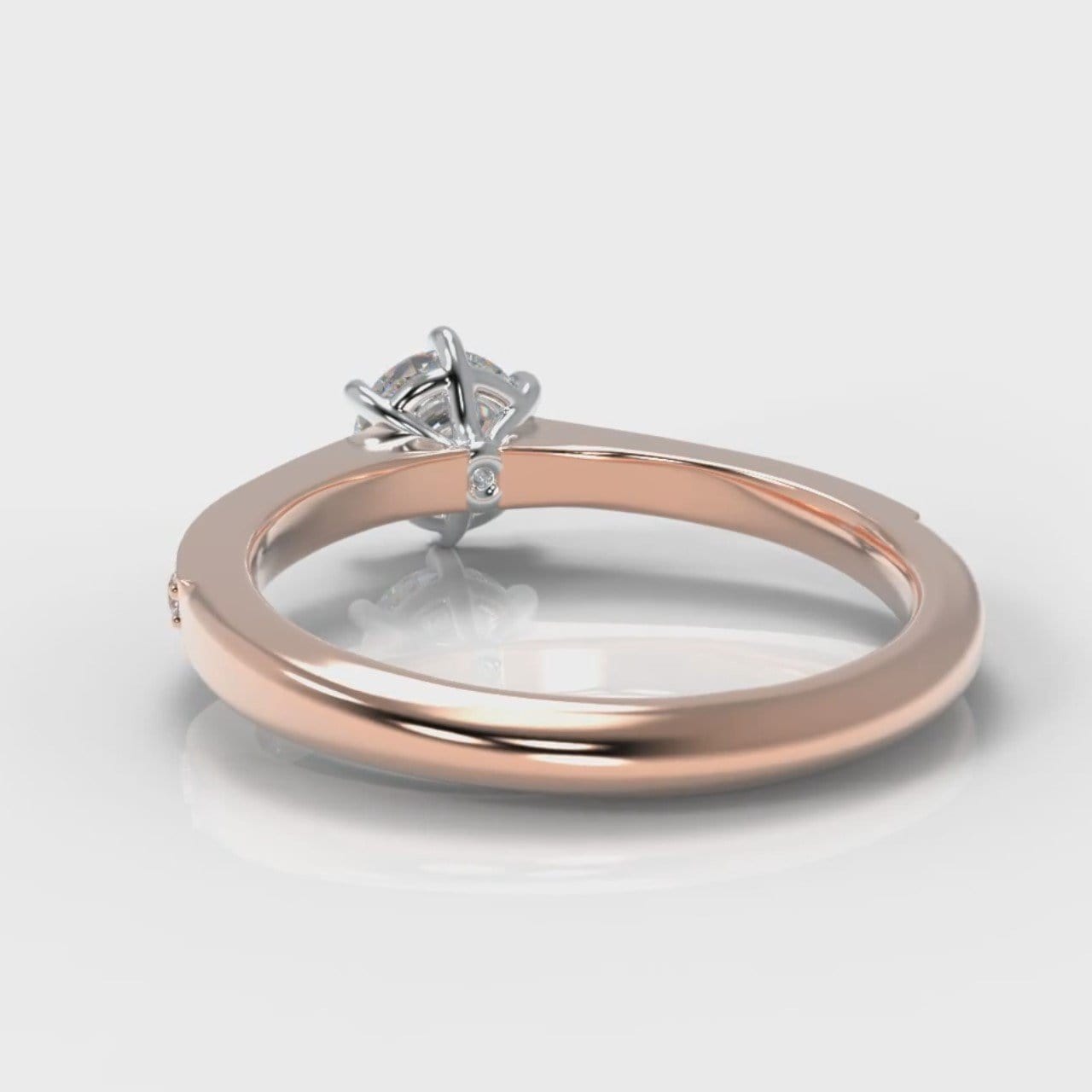 Star Pavé Round Brilliant Diamond Engagement Ring - Rose Gold