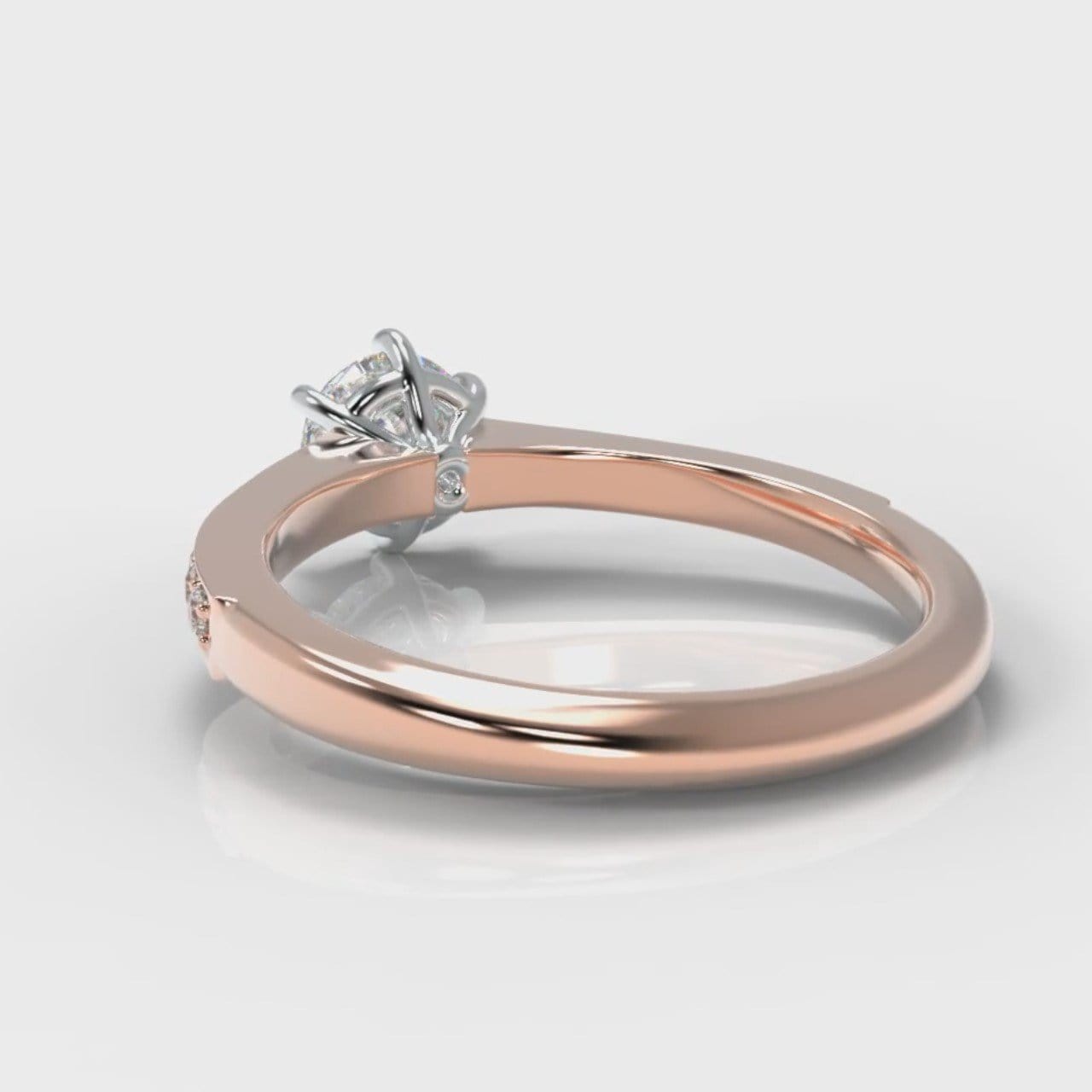 Star Pavé Round Brilliant Diamond Engagement Ring - Rose Gold