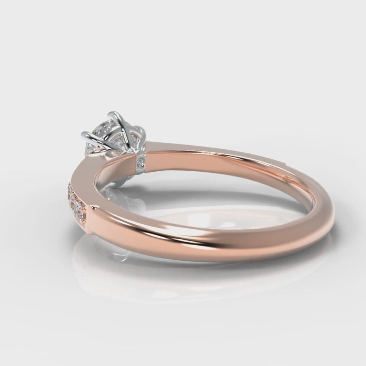 Star Pavé Round Brilliant Diamond Engagement Ring - Rose Gold