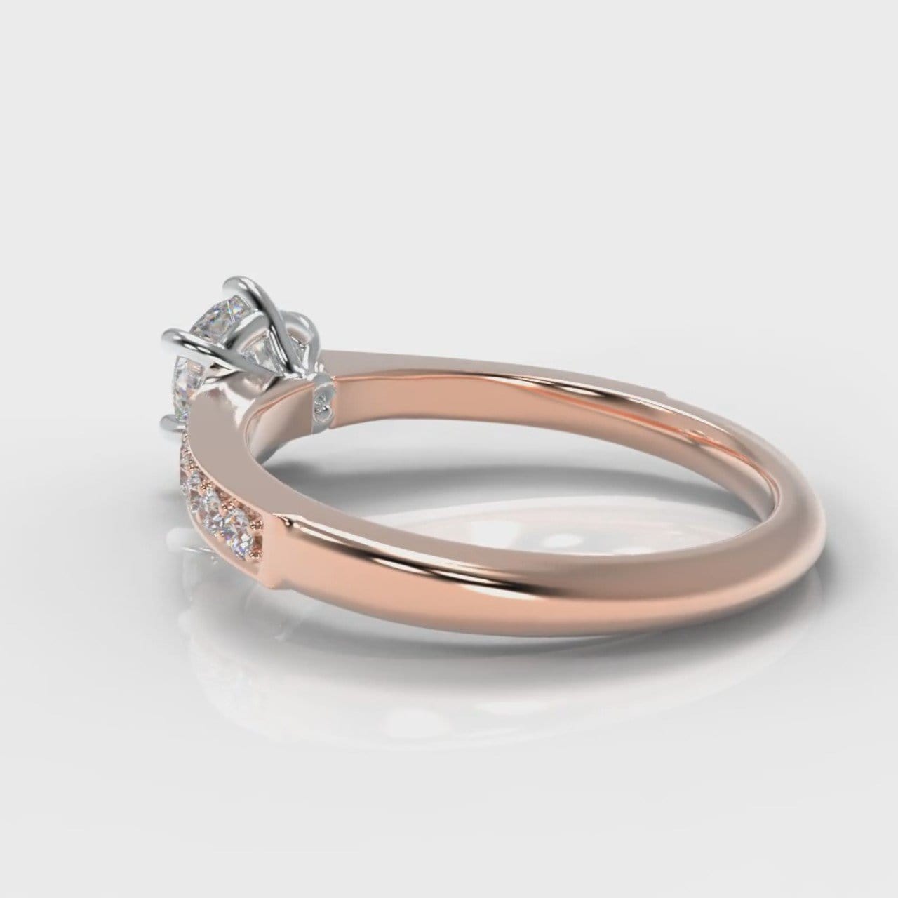 Star Pavé Round Brilliant Diamond Engagement Ring - Rose Gold