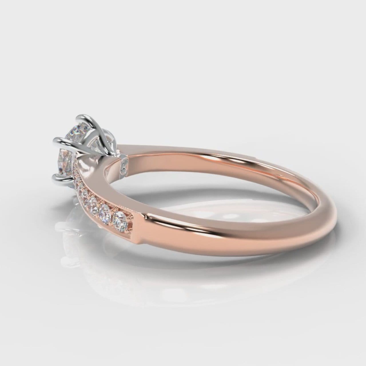 Star Pavé Round Brilliant Diamond Engagement Ring - Rose Gold
