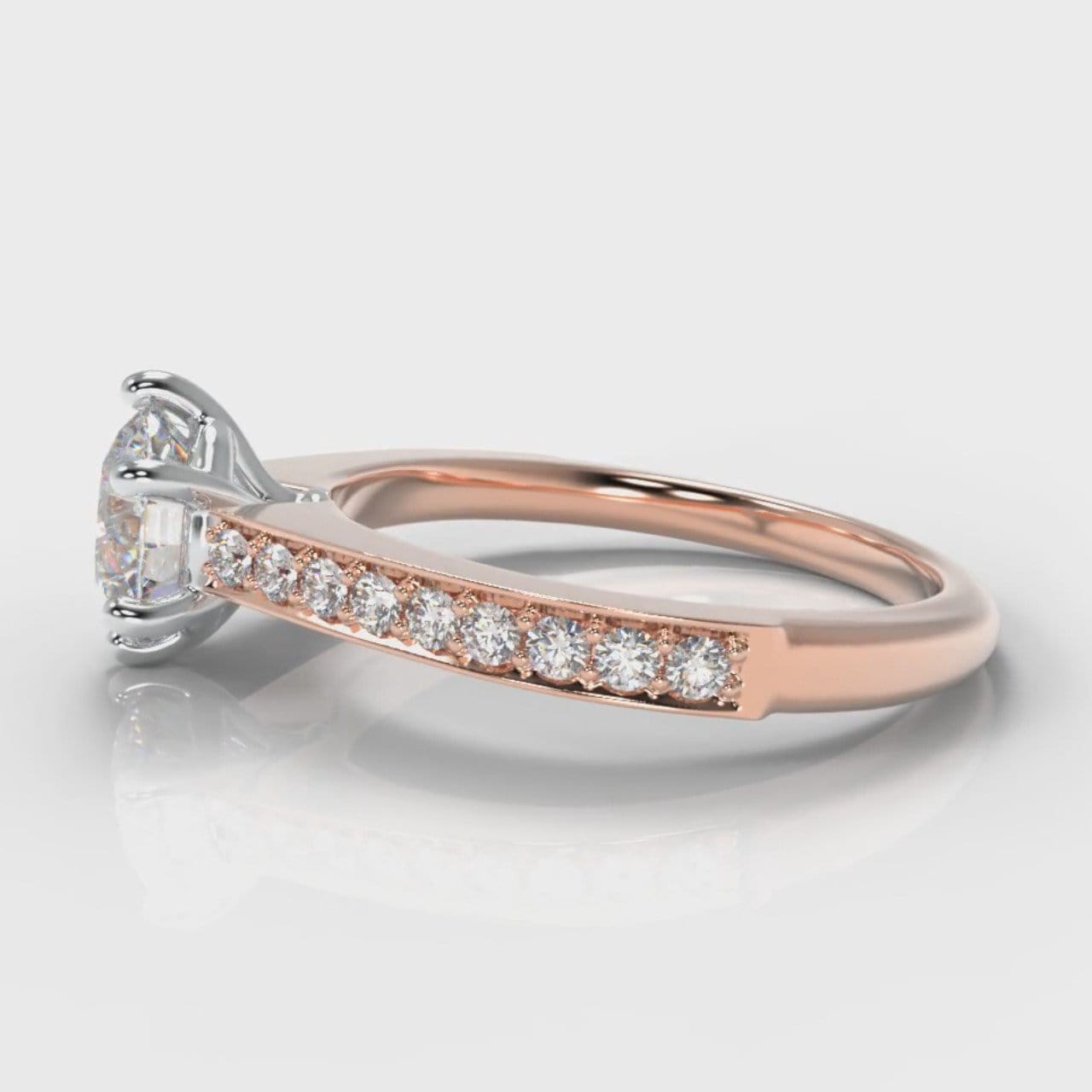 Star Pavé Round Brilliant Diamond Engagement Ring - Rose Gold