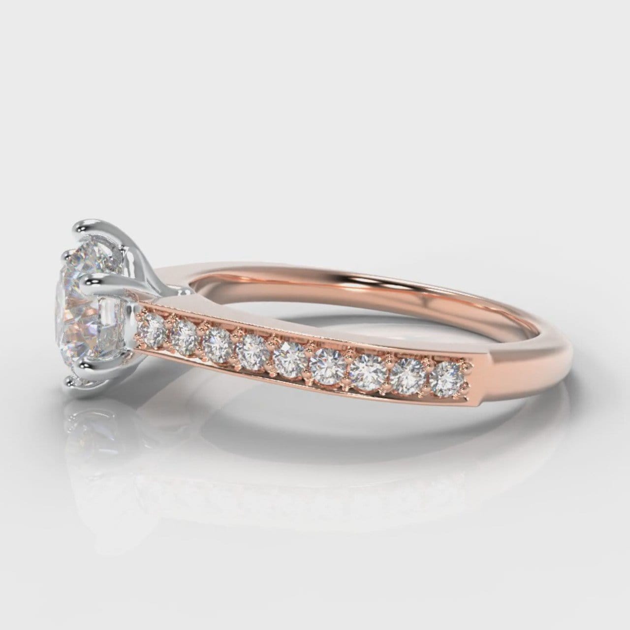 Star Pavé Round Brilliant Diamond Engagement Ring - Rose Gold