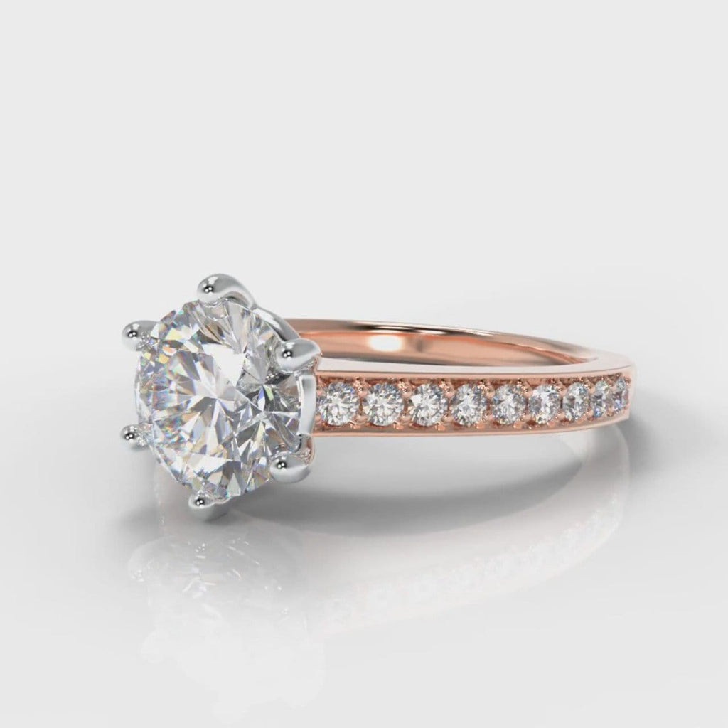 Star Pavé Round Brilliant Diamond Engagement Ring - Rose Gold