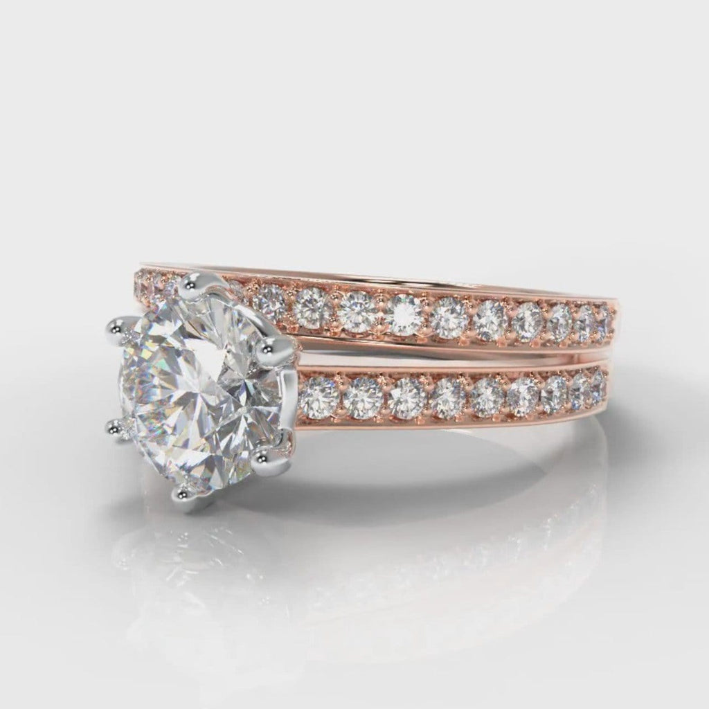 Star Pavé Round Brilliant Diamond Bridal Set - Rose Gold