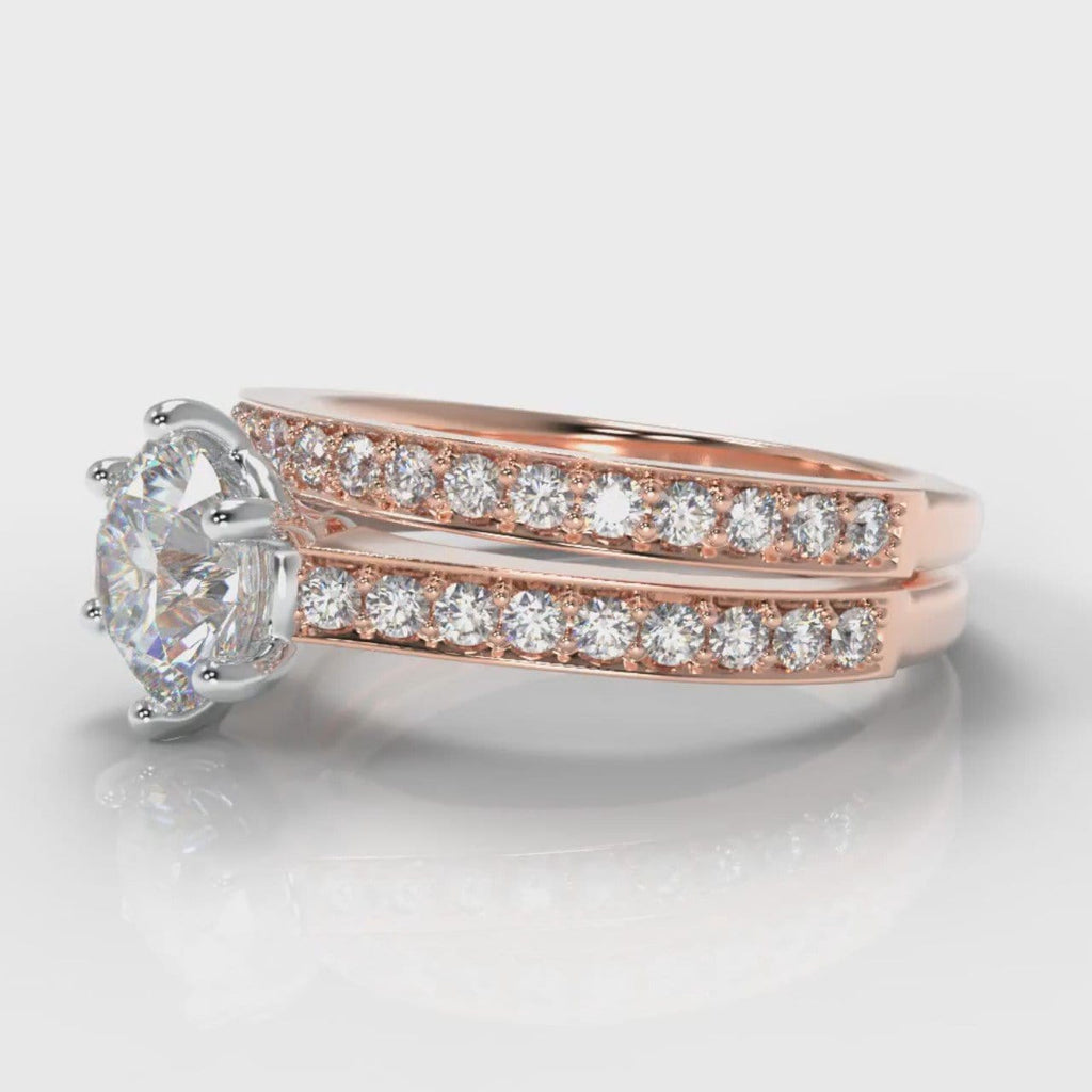 Star Pavé Round Brilliant Diamond Bridal Set - Rose Gold