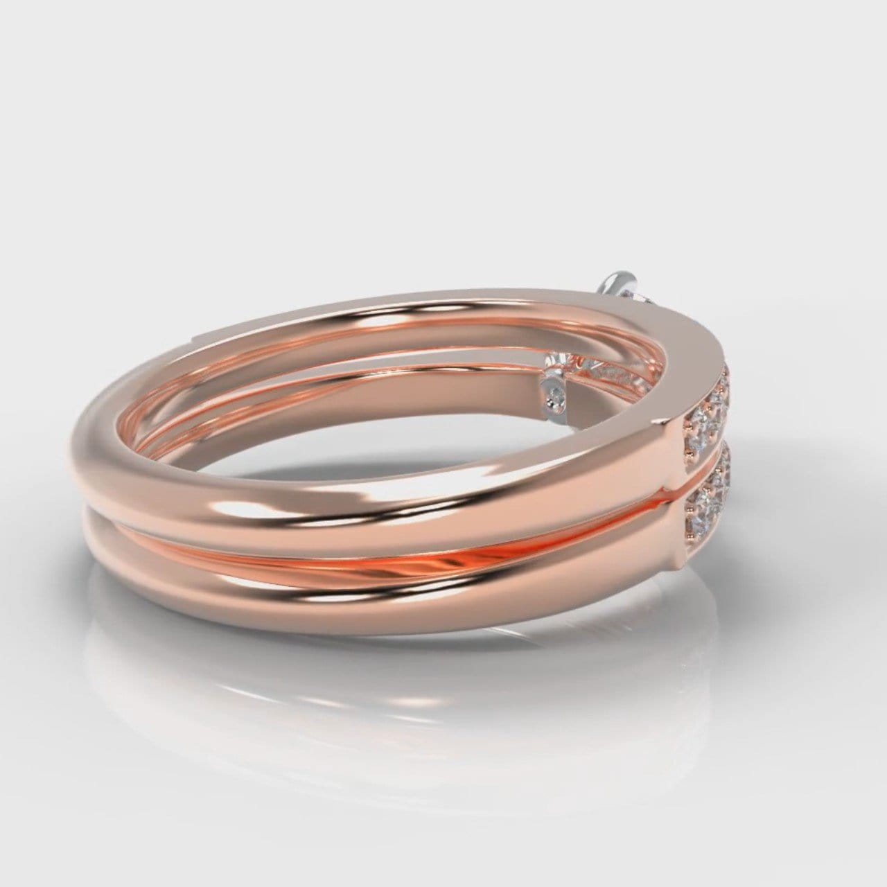 Star Pavé Round Brilliant Diamond Bridal Set - Rose Gold