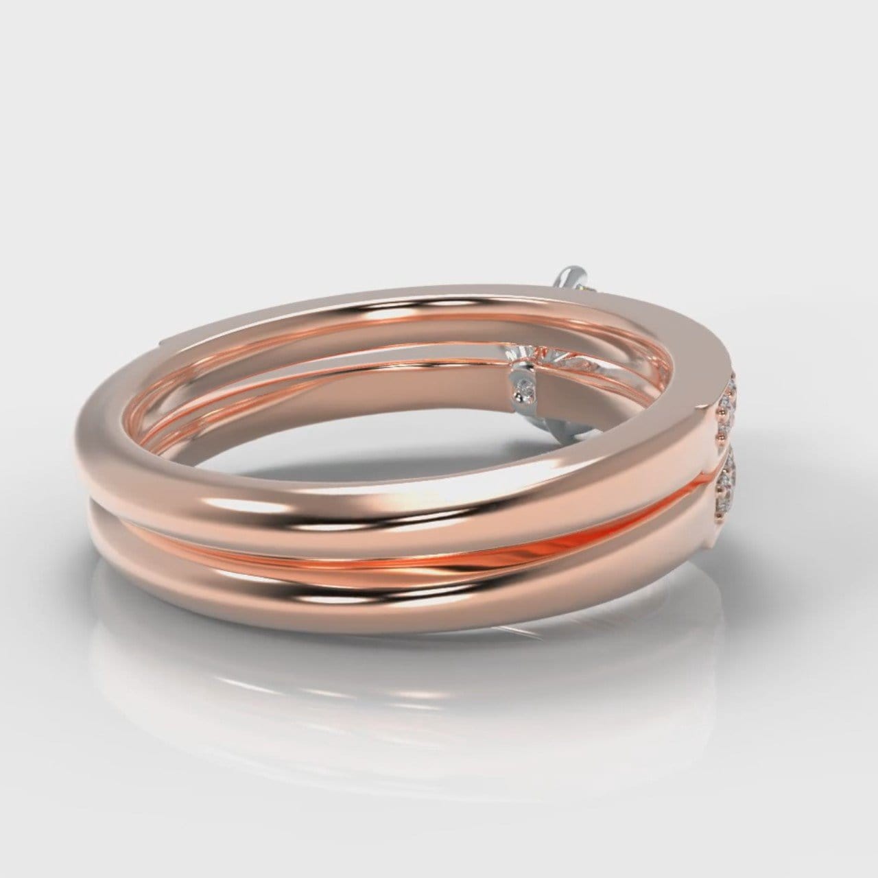 Star Pavé Round Brilliant Diamond Bridal Set - Rose Gold