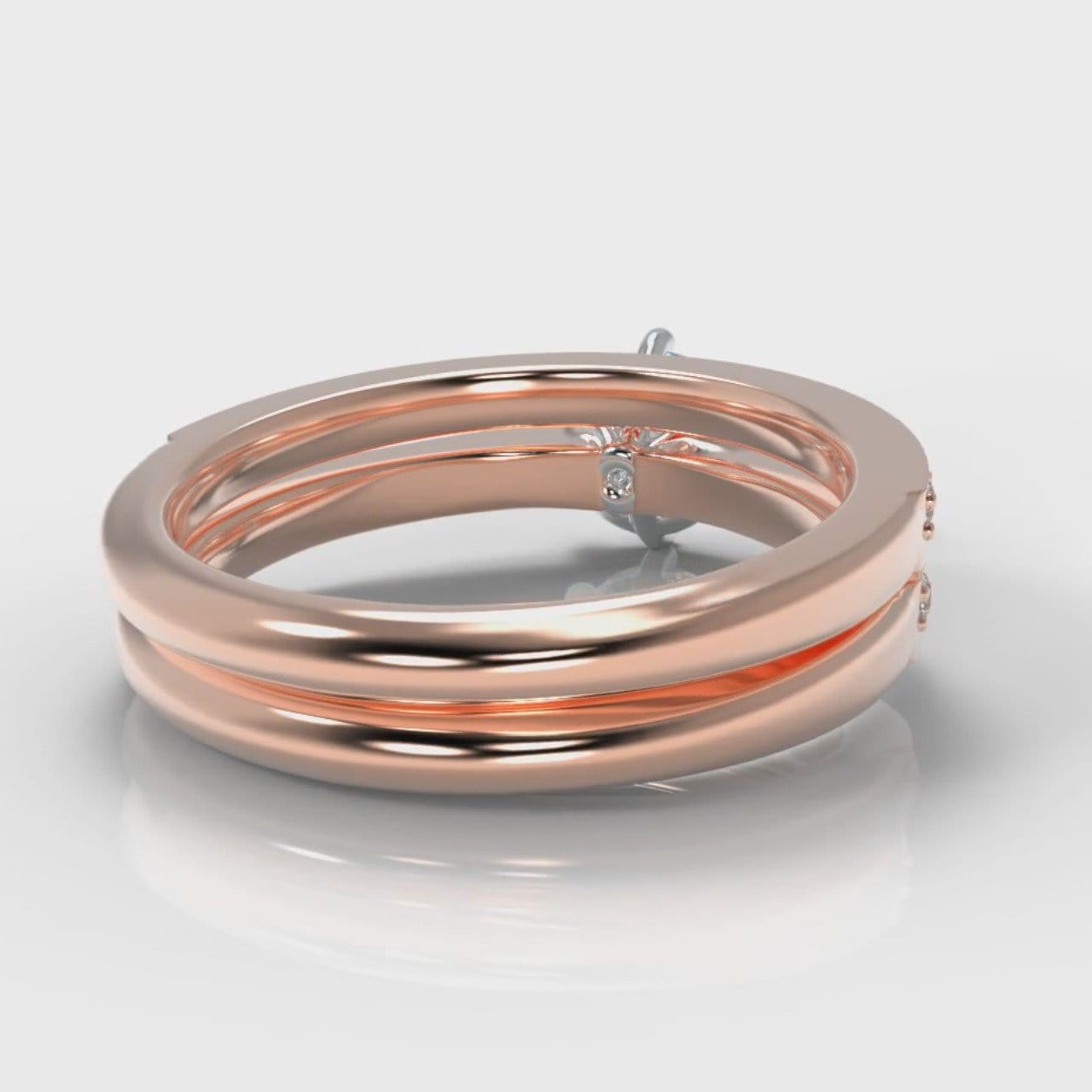 Star Pavé Round Brilliant Diamond Bridal Set - Rose Gold